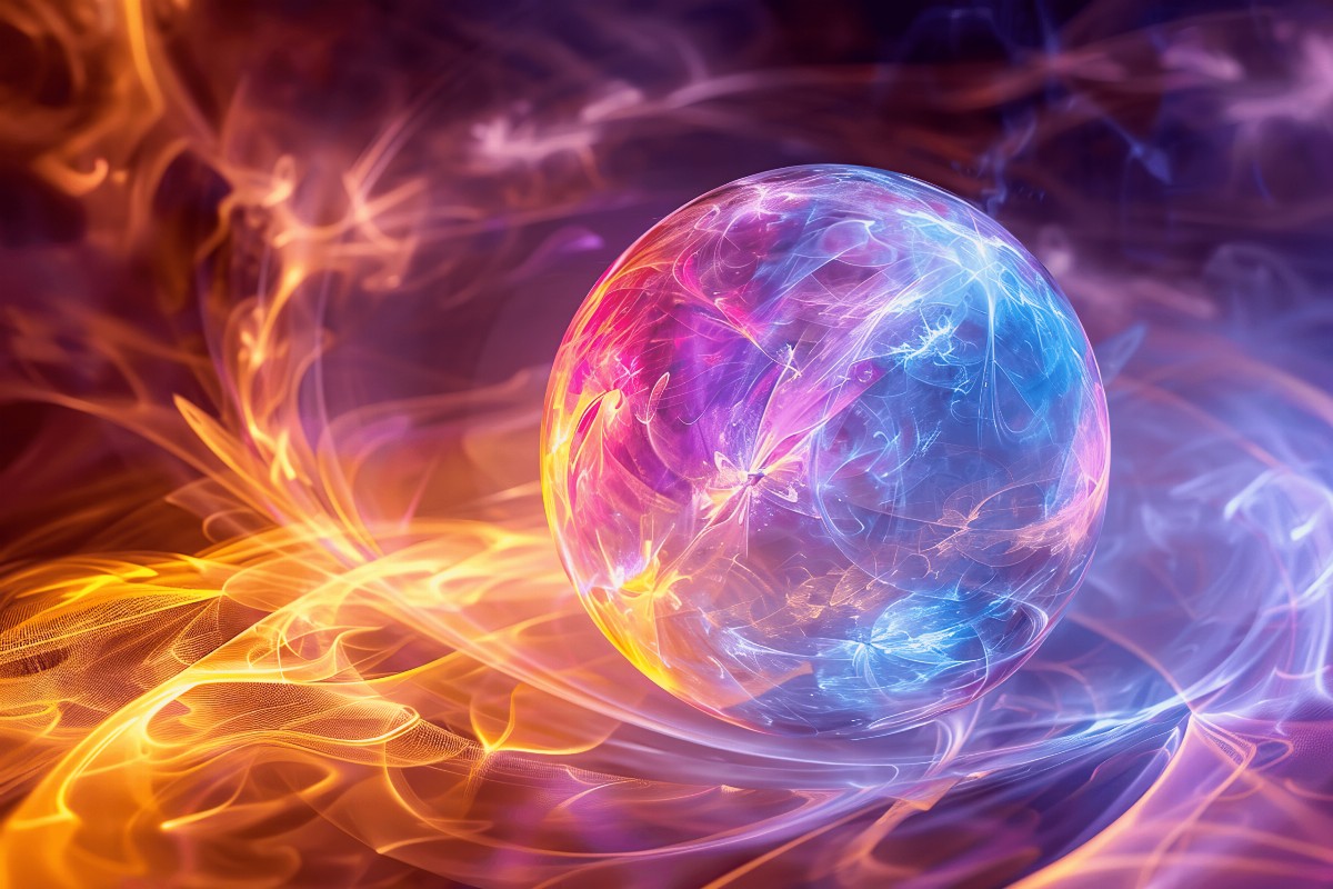 Colorful glowing sphere with swirling colors