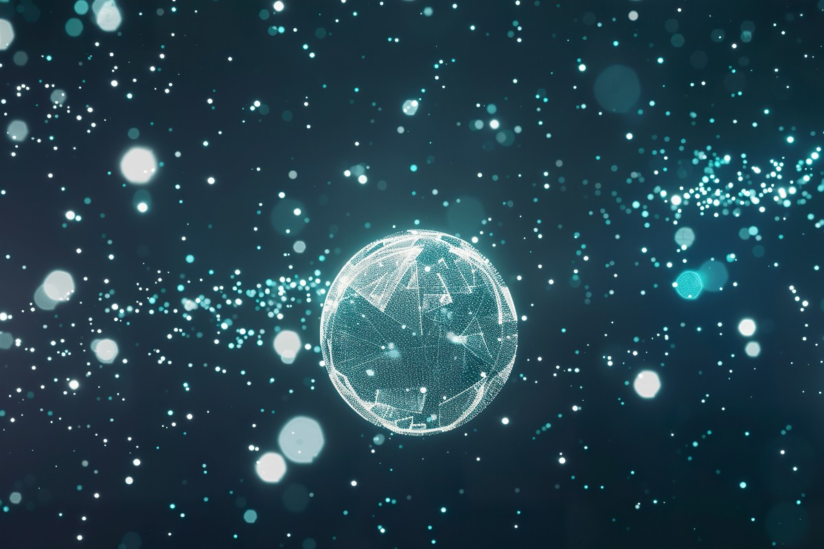 Digital globe with network connections and glowing particles