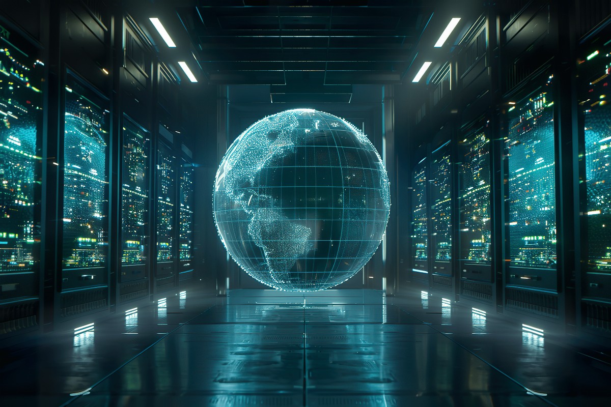 Digital holographic globe in a data center