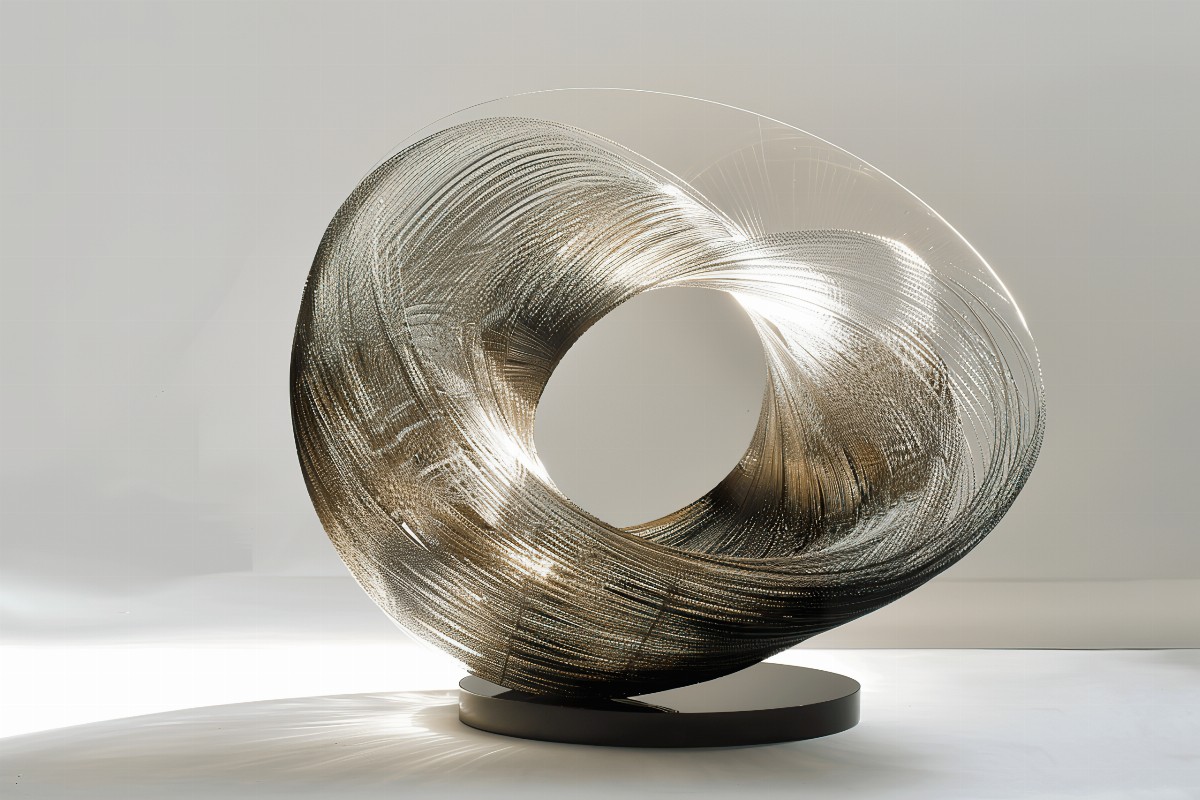 Abstract metal sculpture with circular design