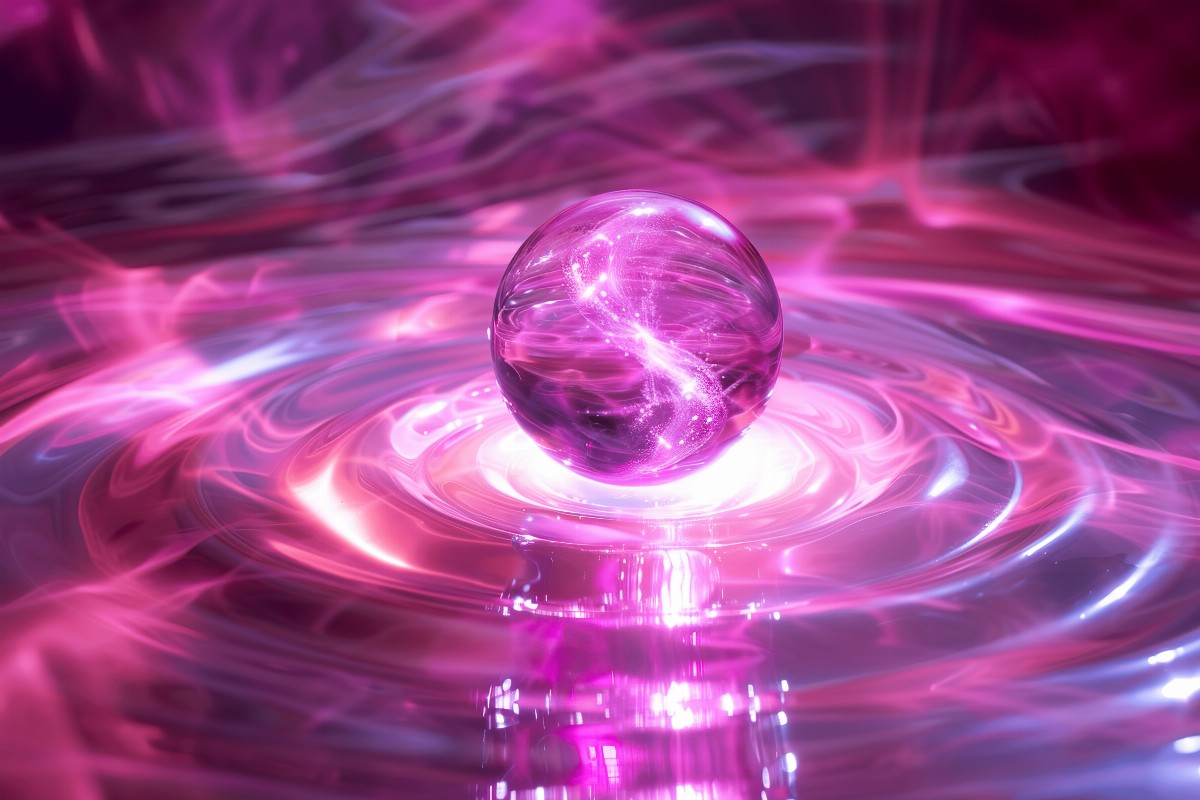 Glowing pink orb with swirling patterns