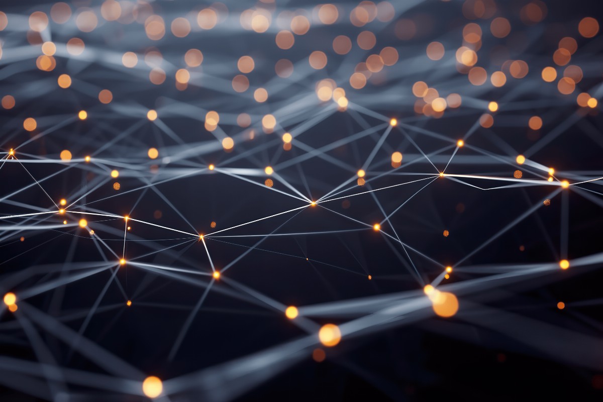 Abstract network with glowing nodes and lines