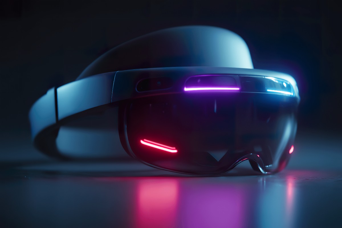 Virtual reality headset with neon lights